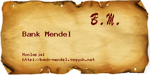 Bank Mendel névjegykártya